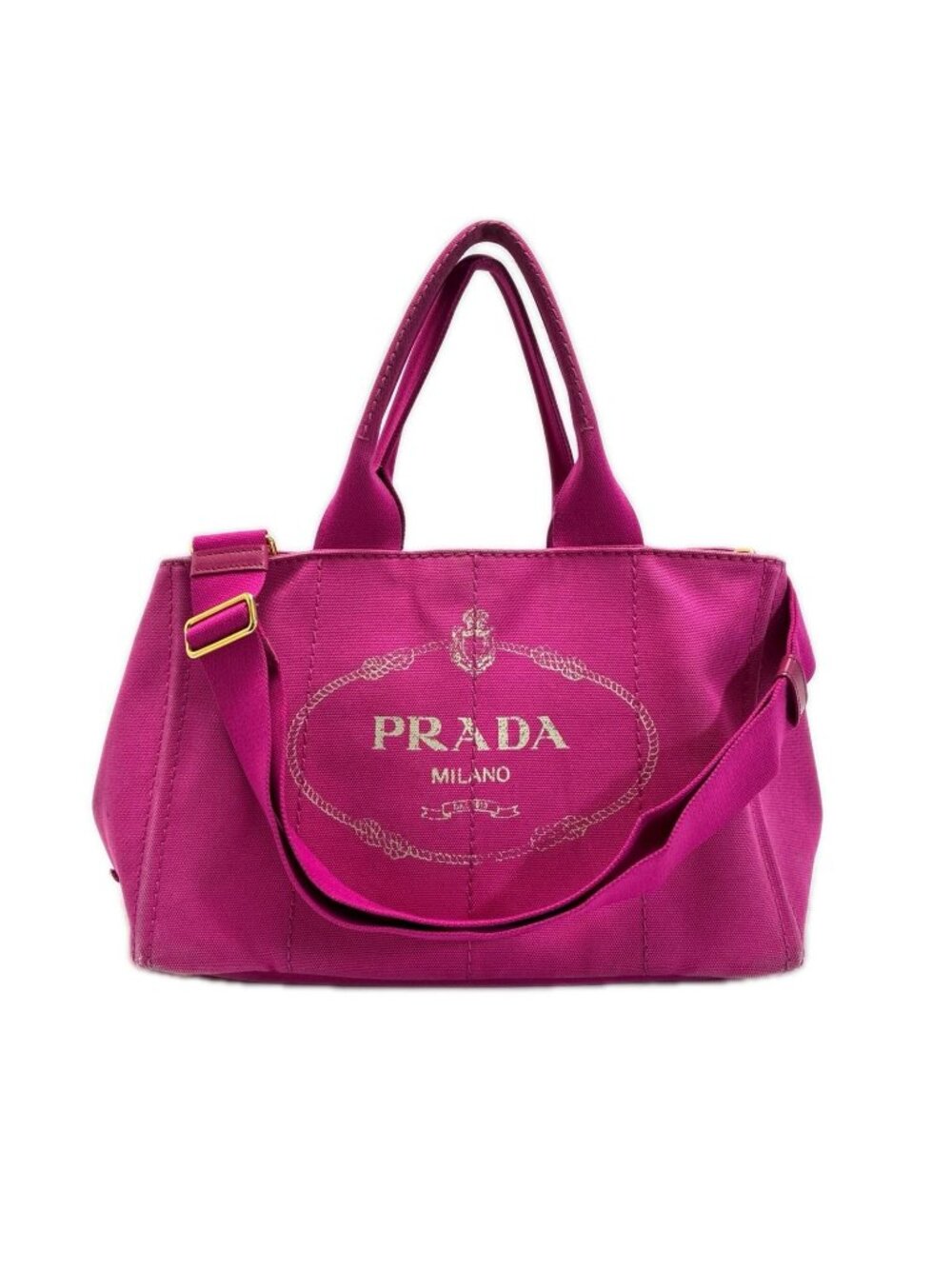 Prada Canapa Shocking Pink Shoulder Bag Tote Canvas